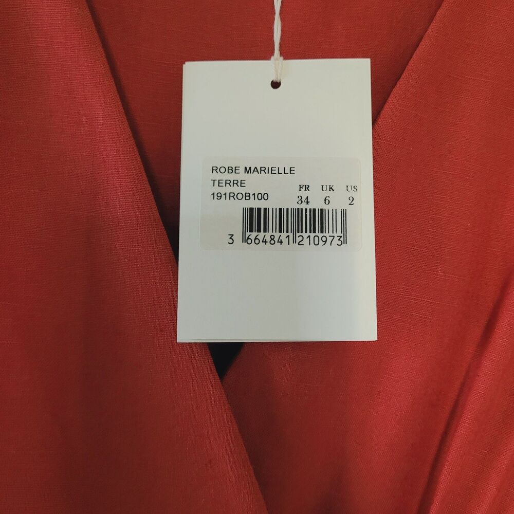 Sezane Rust Red Wrap-Style Midi Dress - Picture 4 of 9